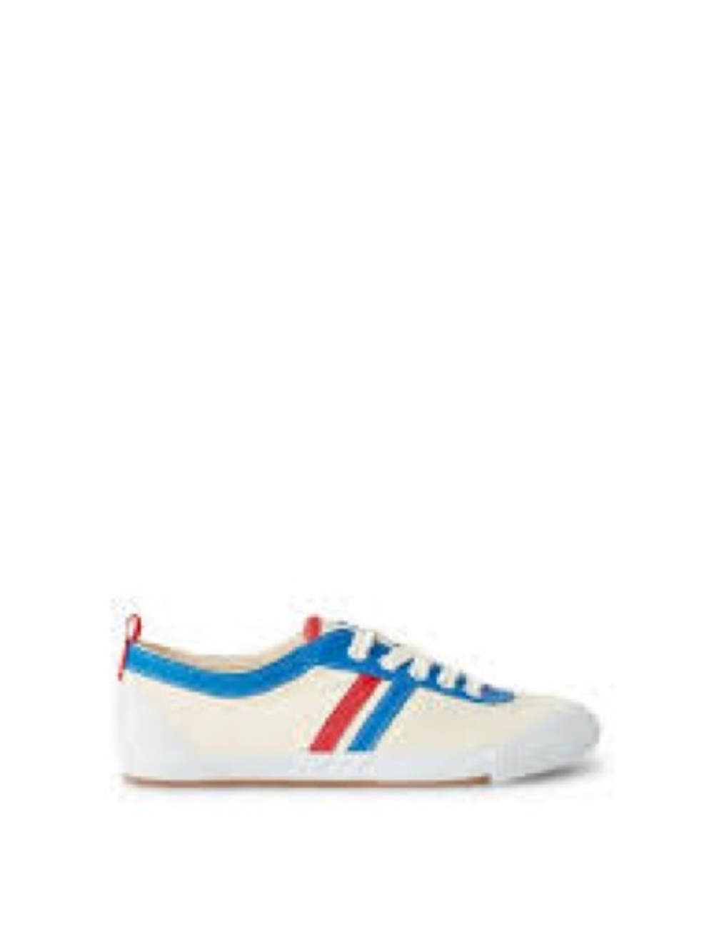 Re/Done Women's Low-Top Sneakers in White with Blue & Red Accents